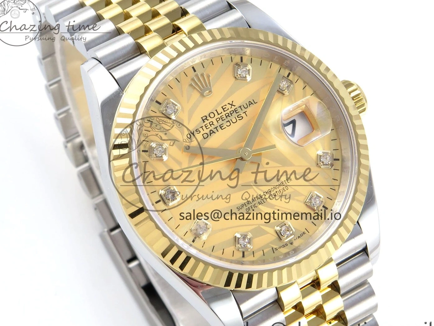 MiroTime 1225 DateJust 36 126233 EWEF Best Edition YG Leaf Dial on SS YG Jubilee Bracelet A Sporty 628